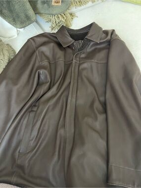 Men's Brown Leather Coat and wool reversible coat